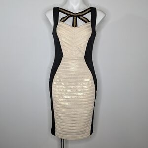 ✨3/$15 Jax black cream & gold body con dress 2